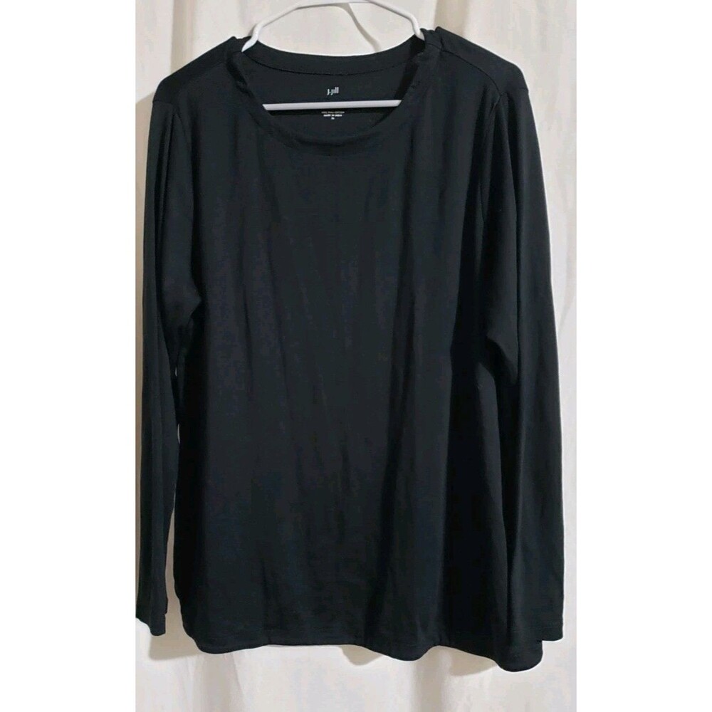 J.Jill Pima Cotton Crew Neck Long Sleeve Tee Shirt Black XL Soft Basic Casual